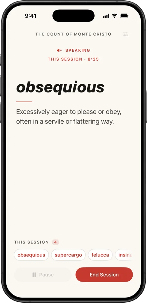 Faria defining obsequious: excessively eager to please or obey